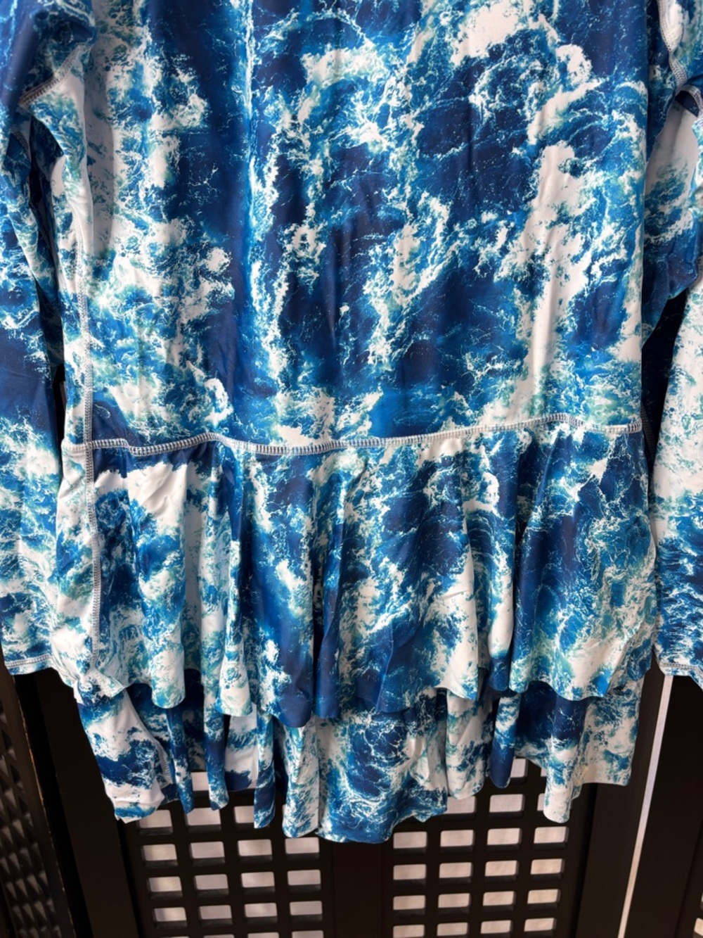 💙 Uniquebella Swim Tunic 3XL Blue White Ocean Wave Zip Long Sleeve 💙 - Picture 9 of 15